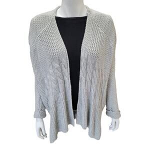 Sam Edelman Sarita Gray Mixed Knit Long Cardigan Sweater Women’s Small Oversized